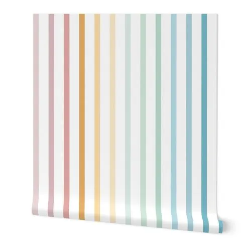 Pastel Rainbow Stripes Wallpaper