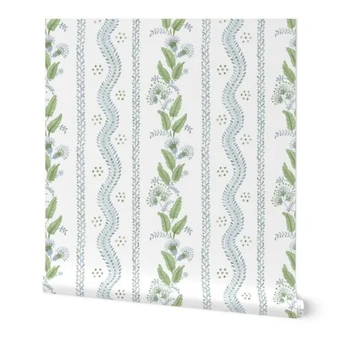 Soft Blue and greens on white Wallpaper