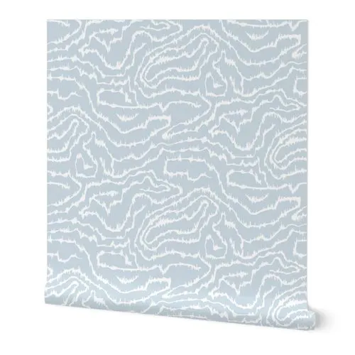 Large Heatwave White on Soft Blue Wallpaper