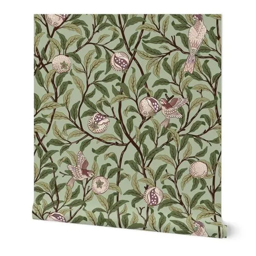 BIRD AND POMEGRANATE IN FIG AND THYME - WILLIAM MORRIS Wallpaper