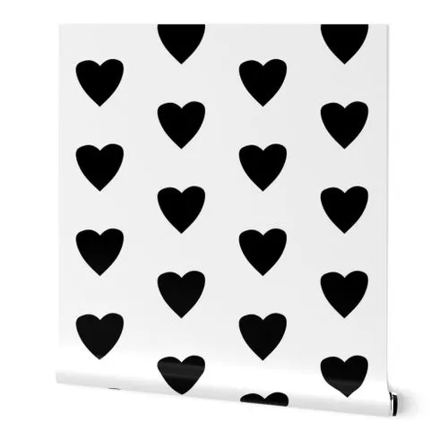 Simple Heart // Black on White Wallpaper
