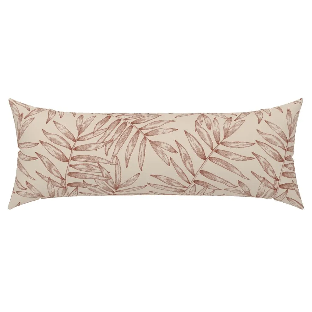 Neutral palm extra long lumbar throw pillow