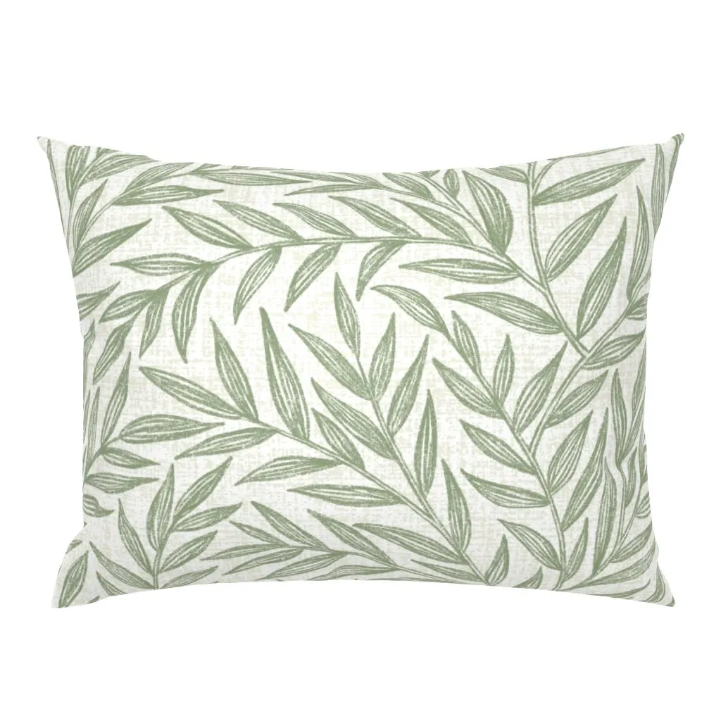 Green leaves standard pillow sham