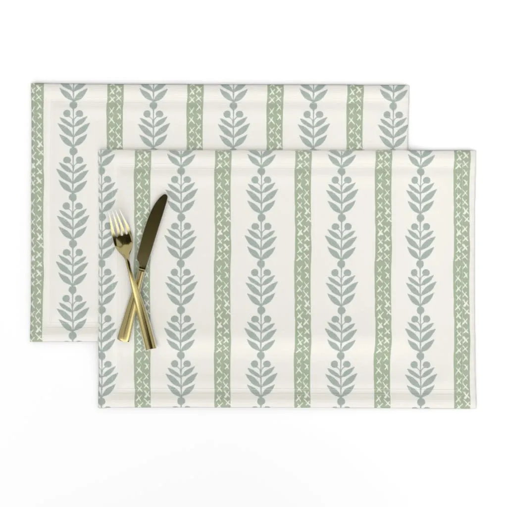 Light green and blue stripe placemats