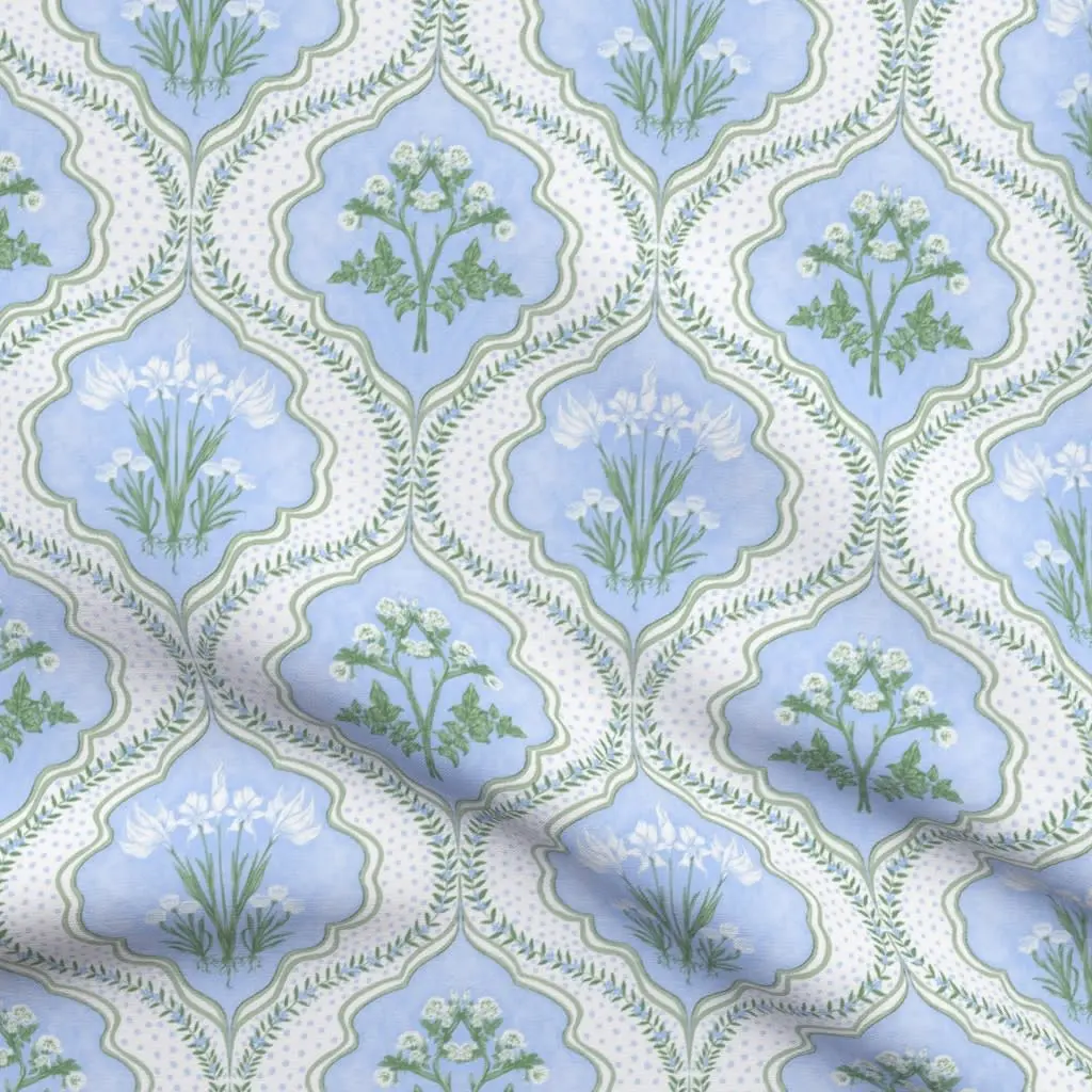 Blue floral printed fabric