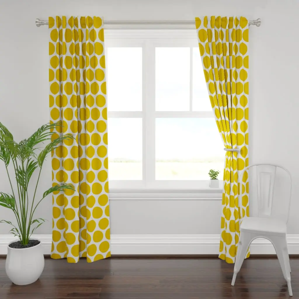 Yellow polka dot curtains