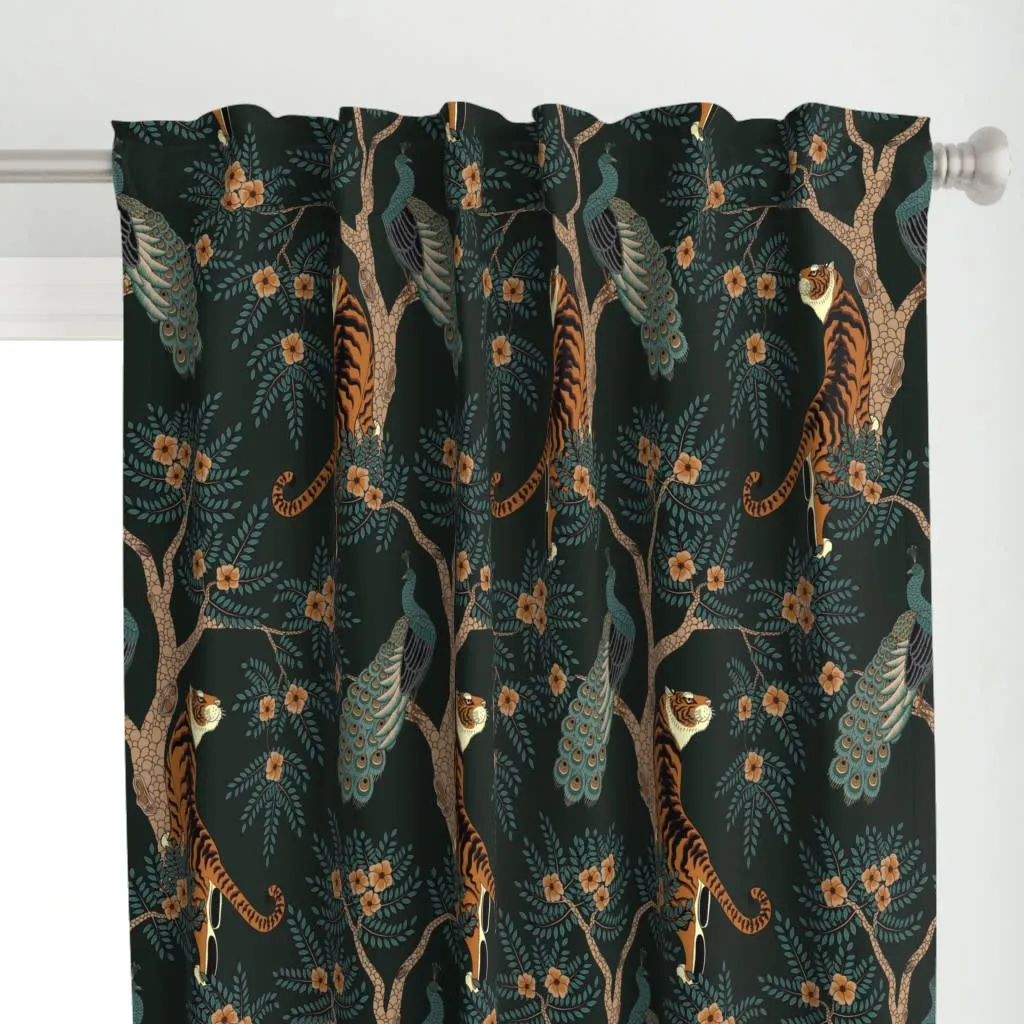 Tiger and peacock curtain